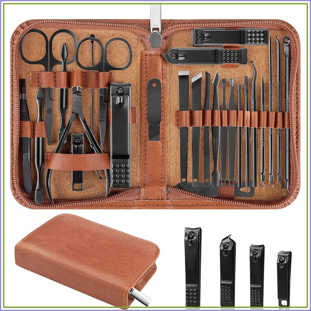 Mens Grooming Kit Case - Ensemble de coupe-ongles pour manucure, 26