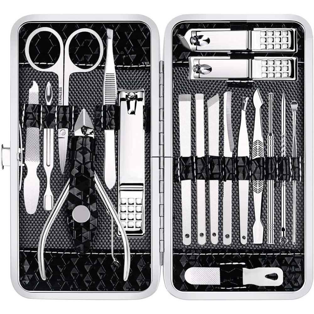 Mens Grooming Kit Case - Kit professionnel de manucure et pédicure,