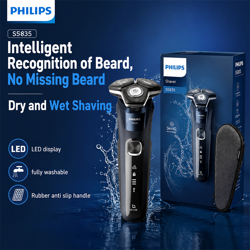 Mens Grooming Kit Case - Rasoir électrique Philips S5835 rotatif, utilisation